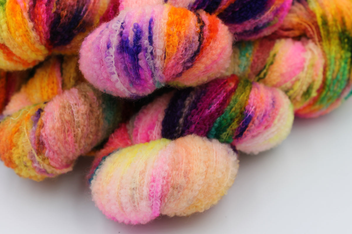 Neon Tangle  80% Superfine Merino Wool Boucle Yarn - 20% Nylon Lace Weight 100g Skein