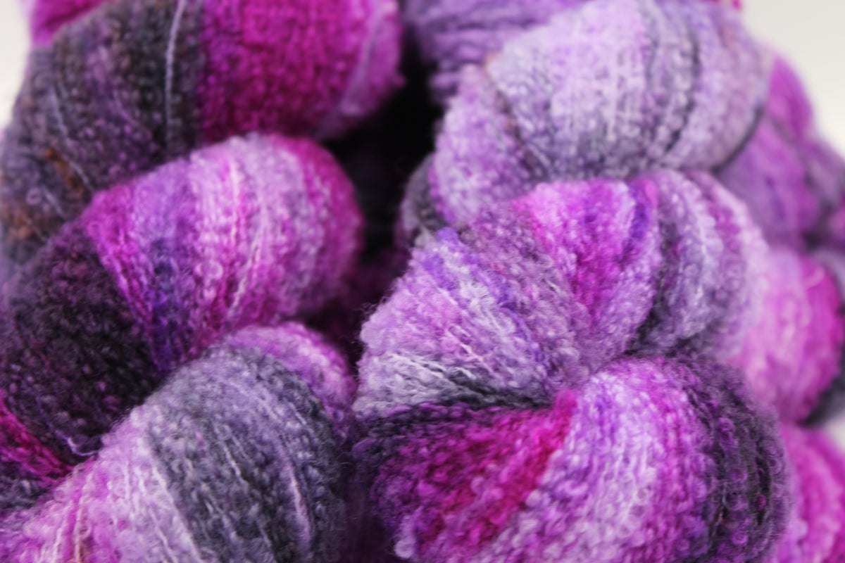 Berry Mirage 80% Superfine Merino Wool Boucle Yarn - 20% Nylon Lace Weight 100g Skein