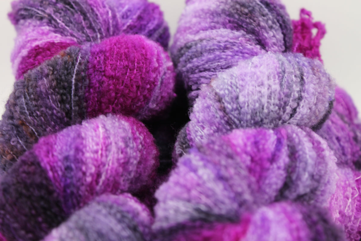 Berry Mirage 80% Superfine Merino Wool Boucle Yarn - 20% Nylon Lace Weight 100g Skein