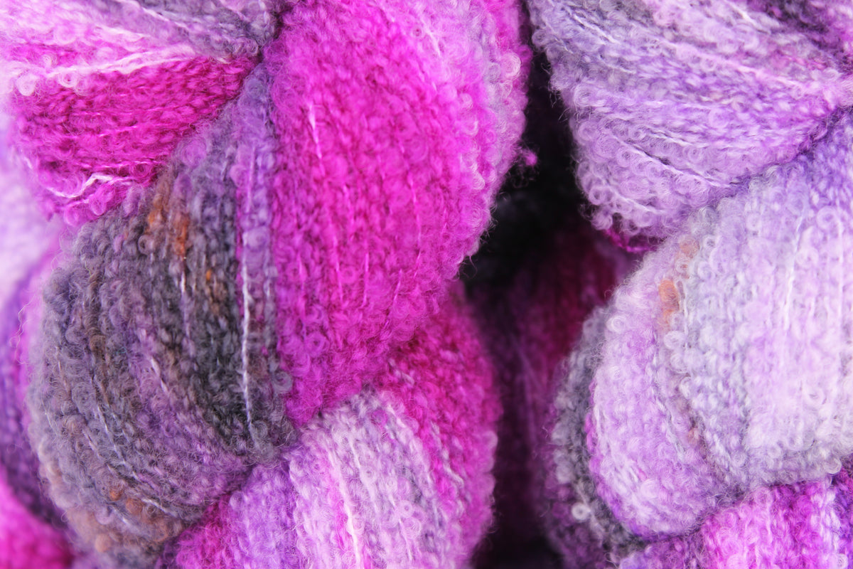 Berry Mirage 80% Superfine Merino Wool Boucle Yarn - 20% Nylon Lace Weight 100g Skein