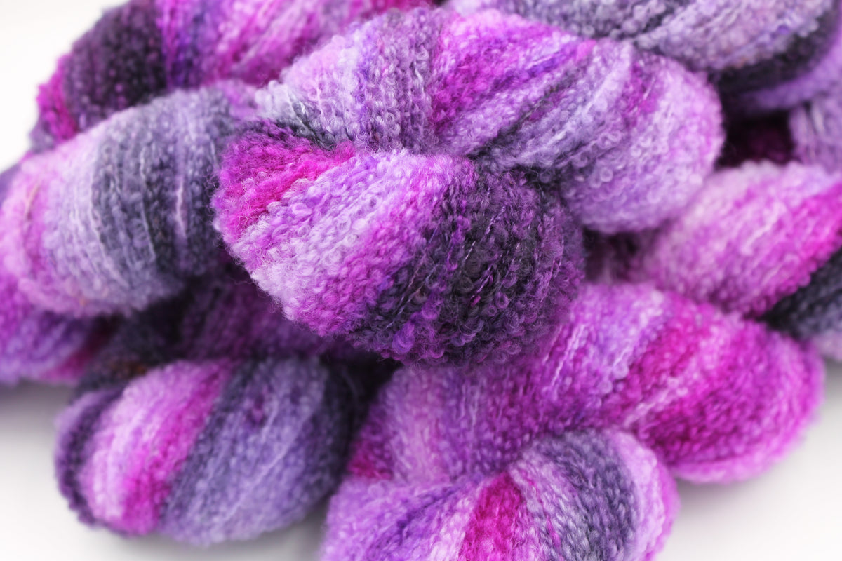 Berry Mirage 80% Superfine Merino Wool Boucle Yarn - 20% Nylon Lace Weight 100g Skein