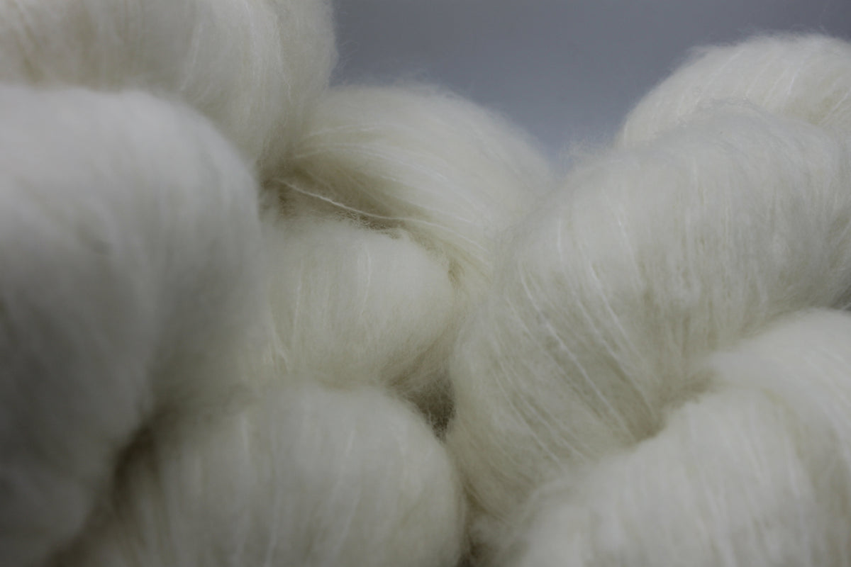 Brushed Snow  80% Superfine Brushed Merino Wool Yarn - 20% Nylon Lace Weight 100g Skein
