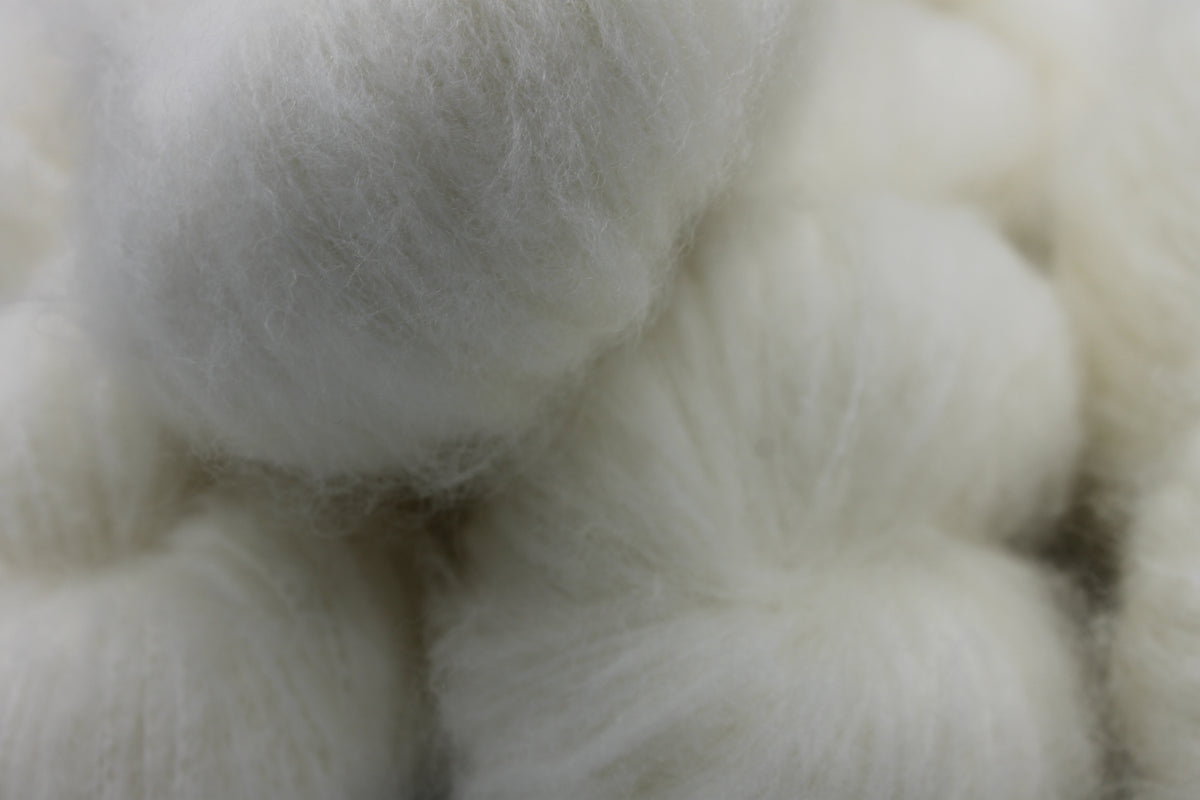 Brushed Snow  80% Superfine Brushed Merino Wool Yarn - 20% Nylon Lace Weight 100g Skein