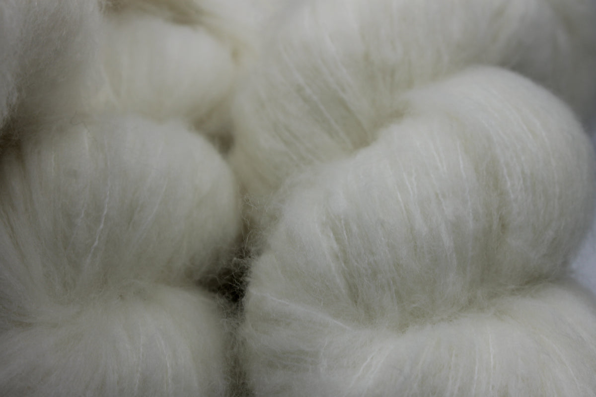 Brushed Snow  80% Superfine Brushed Merino Wool Yarn - 20% Nylon Lace Weight 100g Skein
