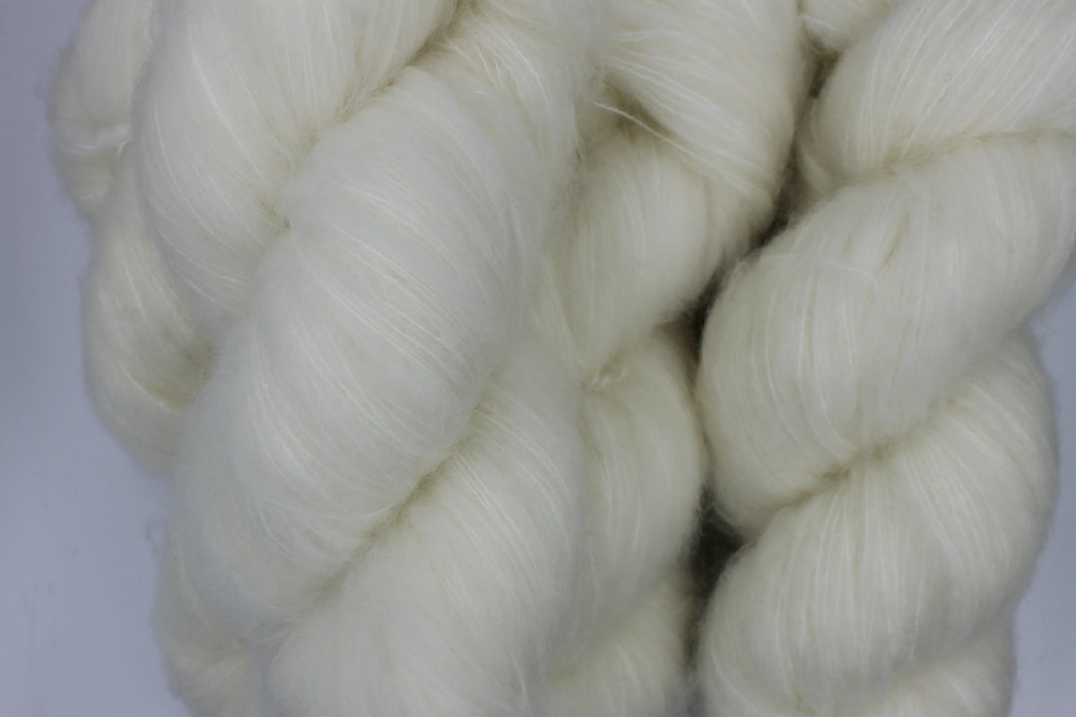 Brushed Snow  80% Superfine Brushed Merino Wool Yarn - 20% Nylon Lace Weight 100g Skein