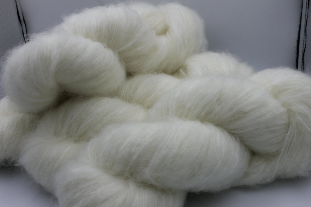 Brushed Snow  80% Superfine Brushed Merino Wool Yarn - 20% Nylon Lace Weight 100g Skein