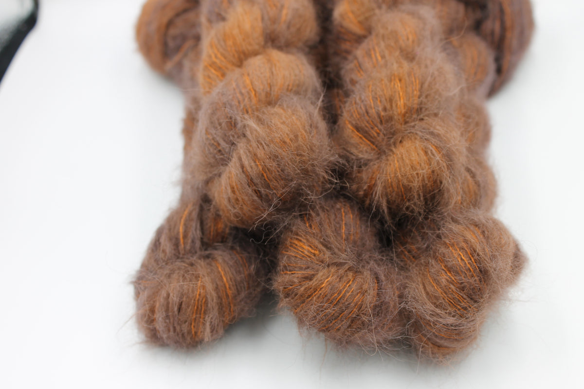 Chestnut Lace Yarn 50g Skein 74% Baby Suri Alpaca 26% Mulberry Silk