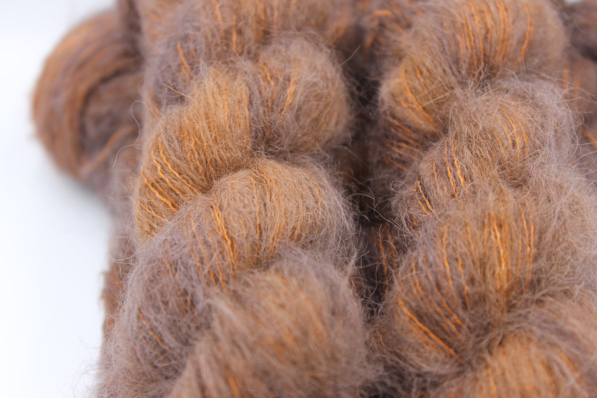 Chestnut Lace Yarn 50g Skein 74% Baby Suri Alpaca 26% Mulberry Silk