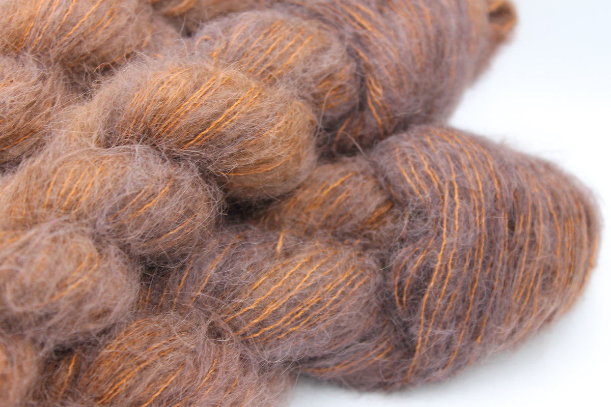 Chestnut Lace Yarn 50g Skein 74% Baby Suri Alpaca 26% Mulberry Silk