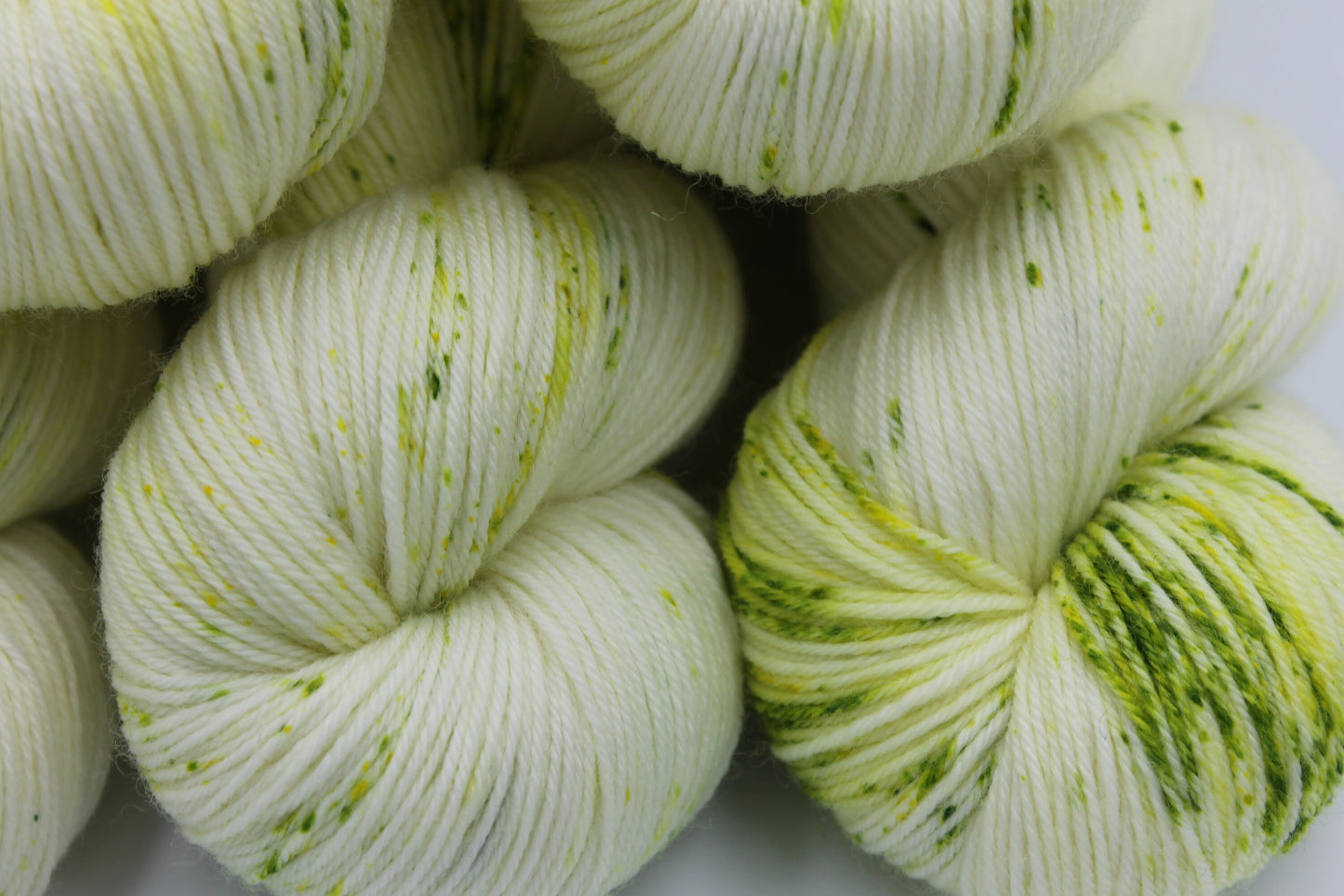 Chartreuse Light Speckle Sock Skein 75% SuperWash Merino and 25 Nylon Hand Dyed Yarn 100g