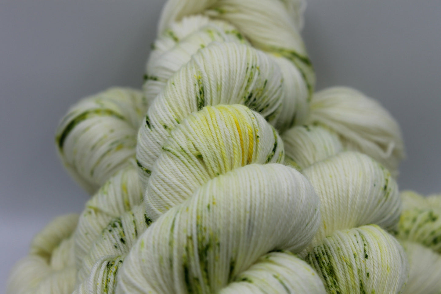Chartreuse Light Speckle Sock Skein 75% SuperWash Merino and 25 Nylon Hand Dyed Yarn 100g