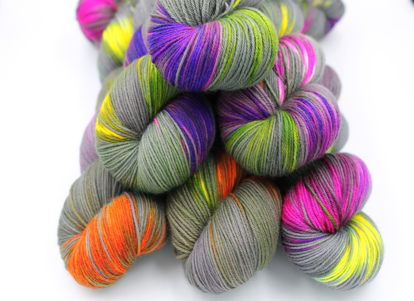 Neon Greynbow   Premium Sock 75% SuperWash Merino and 25% Nylon Hand Dyed Yarn 100g Skein