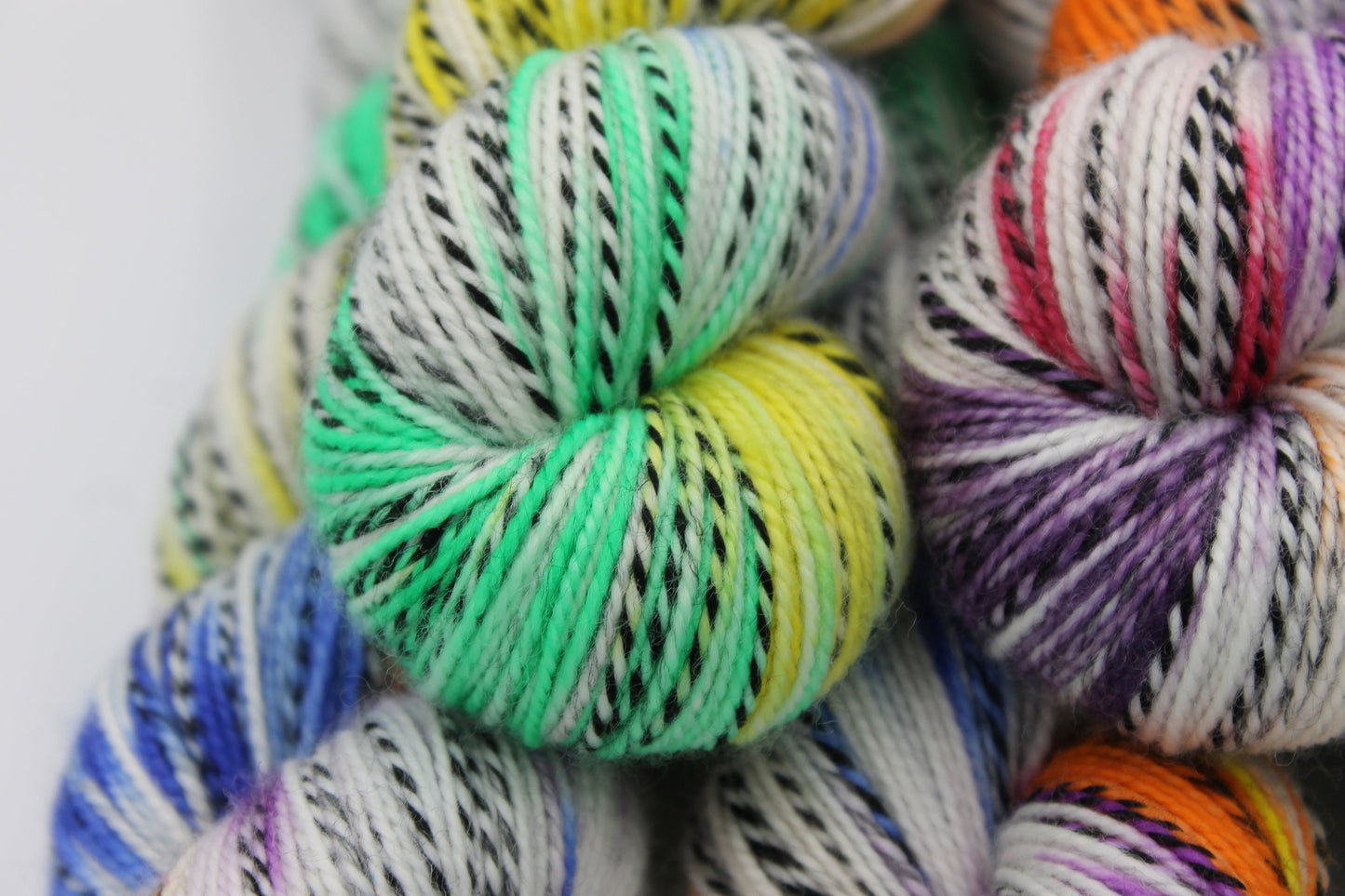 Rainbow Zebra Sock Skein 80% SuperWash Merino and 20 Nylon Hand Dyed Yarn 100g