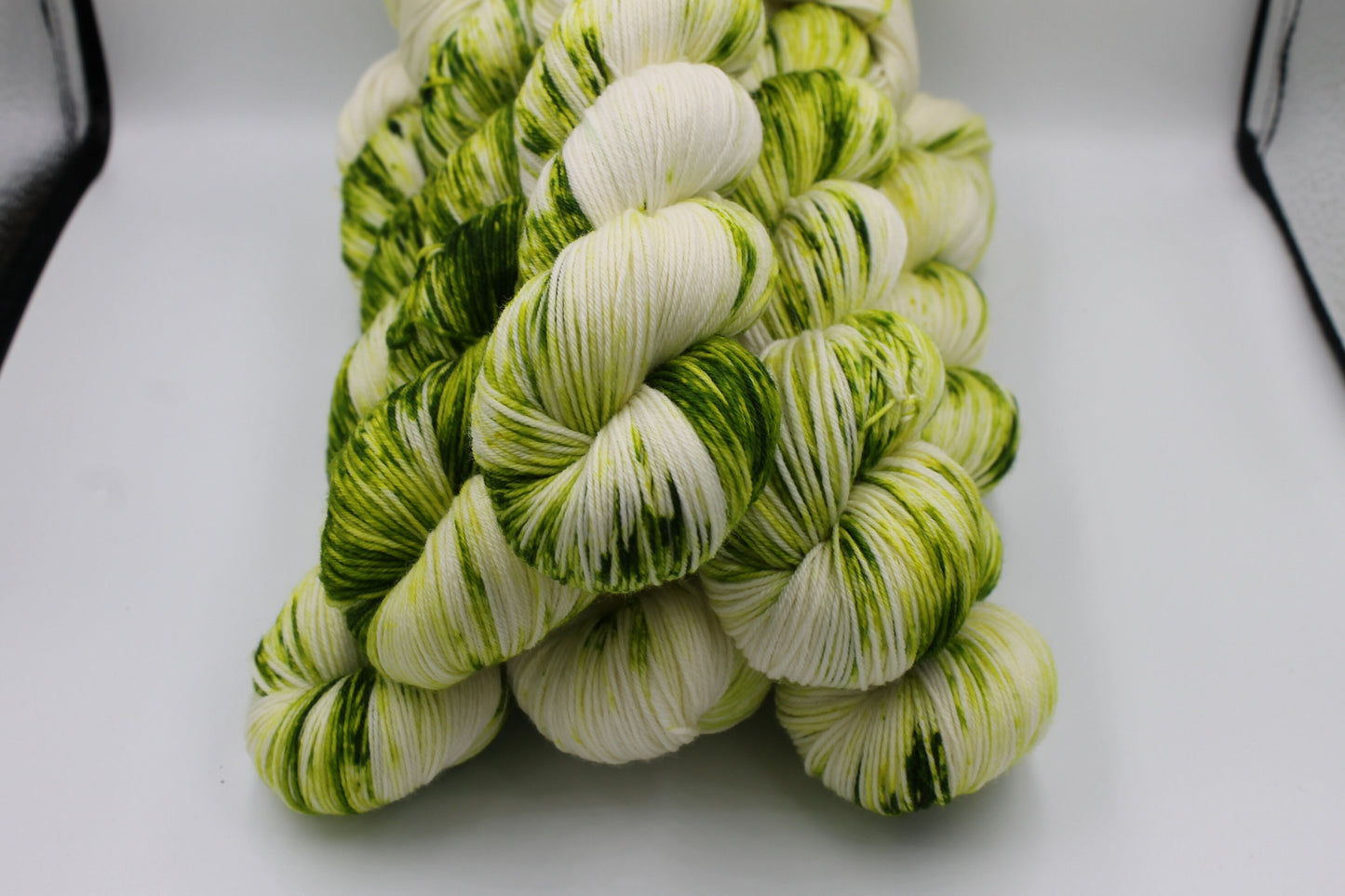 Chartreuse Deep Speckle Sock Skein 75% SuperWash Merino and 25 Nylon Hand Dyed Yarn 100g