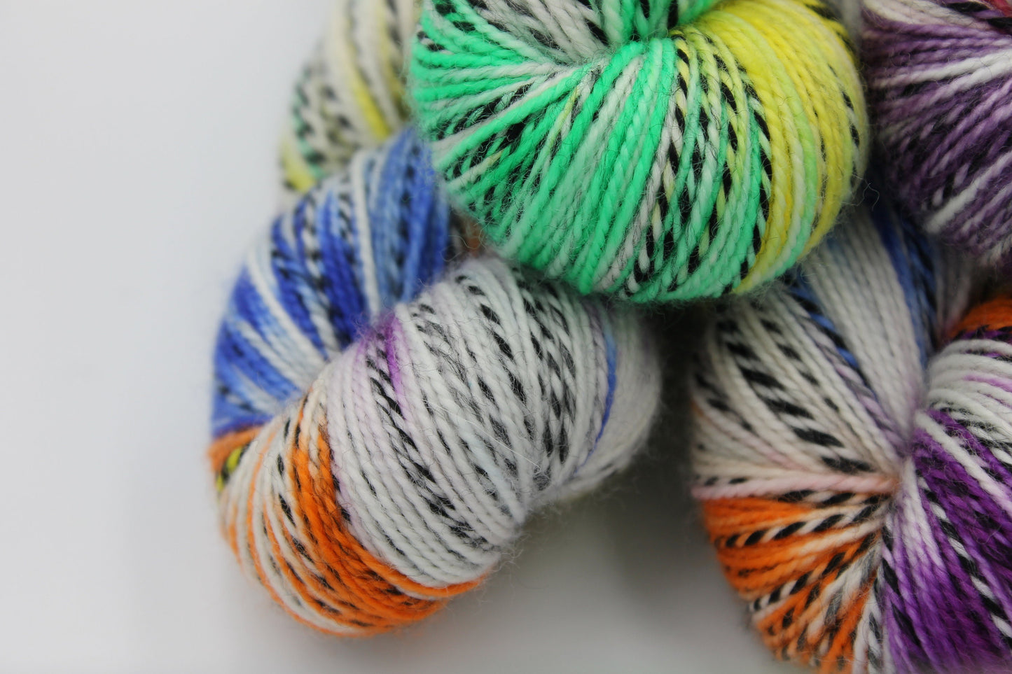 Rainbow Zebra Sock Skein 80% SuperWash Merino and 20 Nylon Hand Dyed Yarn 100g