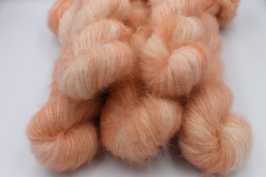 Apricot  Exquisite Lace 50g skein 74% Baby Suri Alpaca 26 Mulberry  Silk