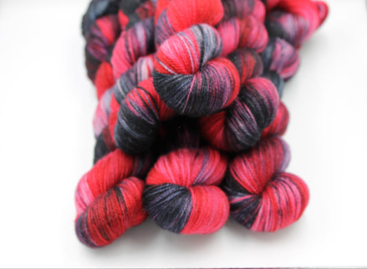 Sparkling Gothic  Sock Skein 75% Superwash Merino 20% Nylon 5% Silver Stellina