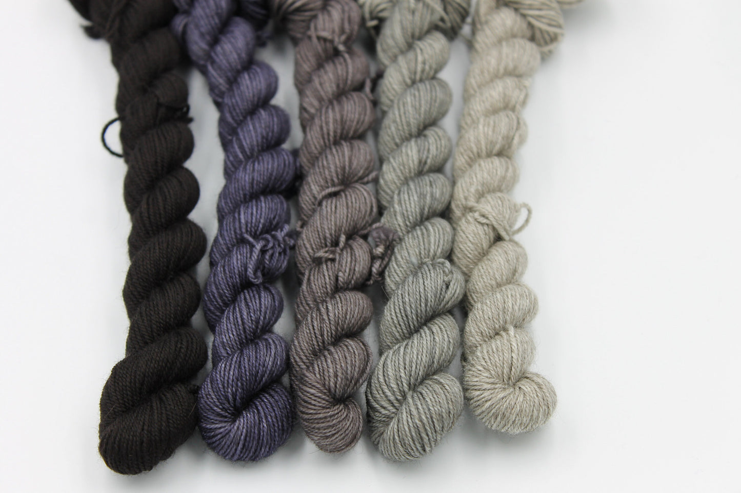 Shades - Grey Mini Skein Set Sock 70% Superwash Merino 20 Yak 10 Nylon 5 x 20g