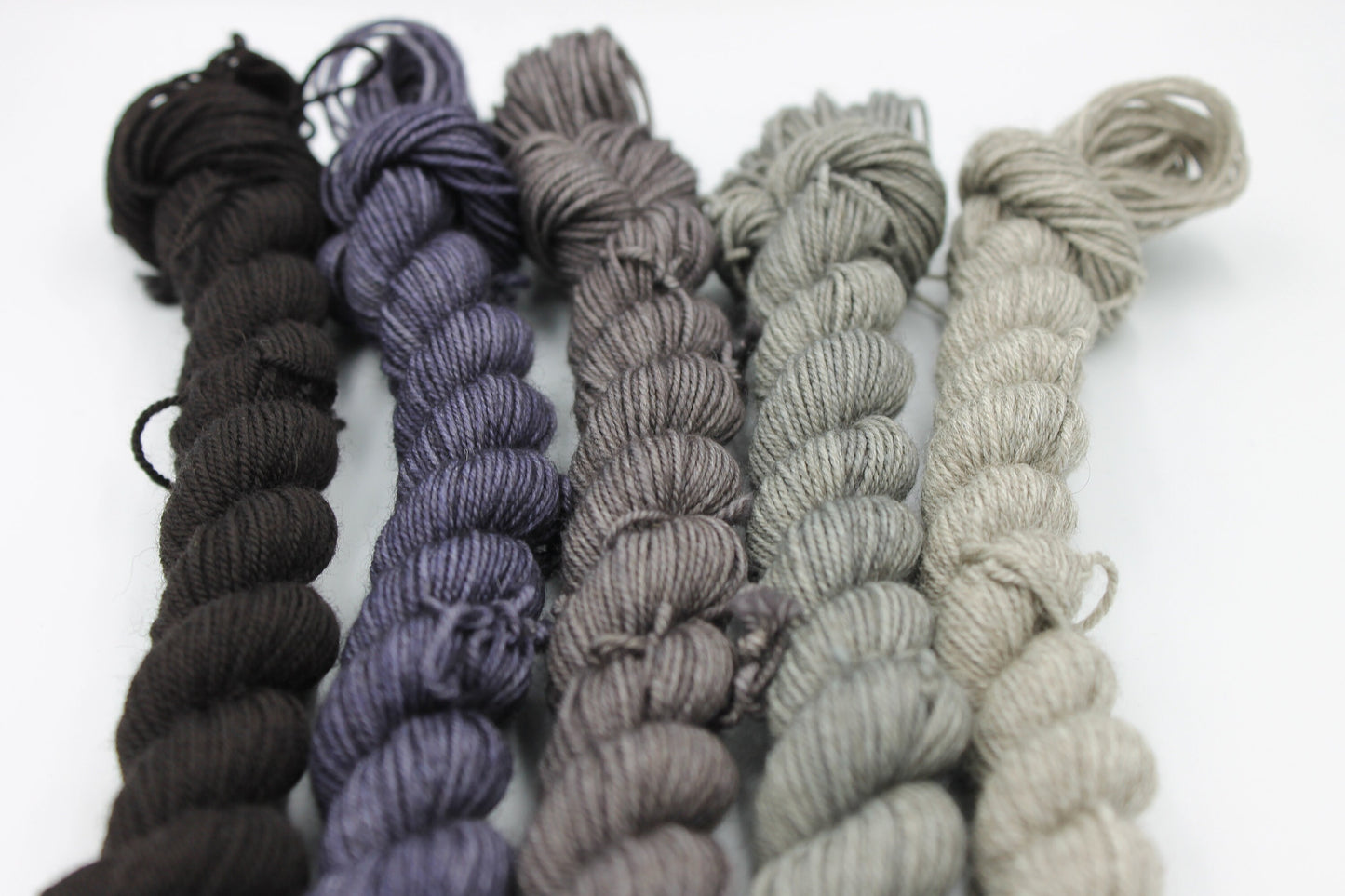 Shades - Grey Mini Skein Set Sock 70% Superwash Merino 20 Yak 10 Nylon 5 x 20g