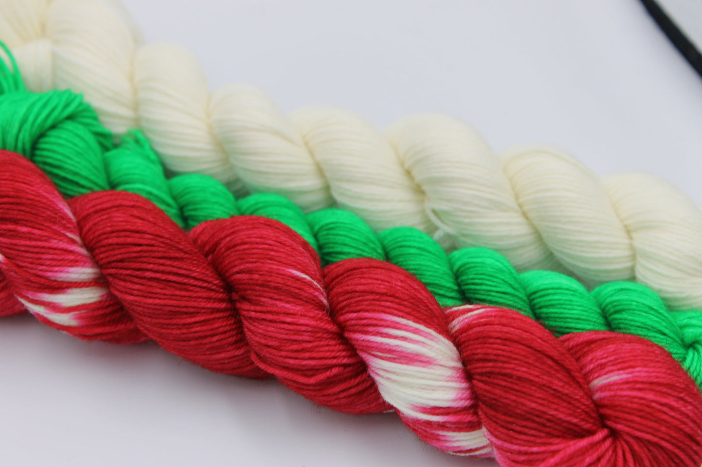 Toadstool, Sock 2x50g and 1 x 20g skeins 75% SuperWash Merino and 25 Nylon Hand Dyed Yarn 120g total