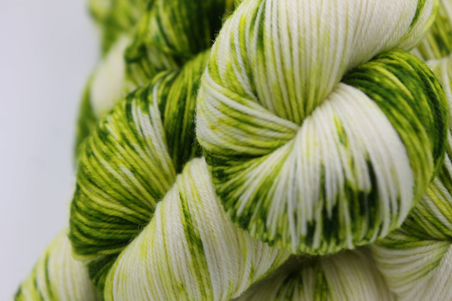 Chartreuse Deep Speckle Sock Skein 75% SuperWash Merino and 25 Nylon Hand Dyed Yarn 100g