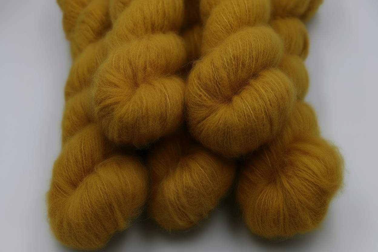 Mustard Exquisite Lace Yarn 50g Skein 74% Baby Suri Alpaca 26% Mulberry Silk